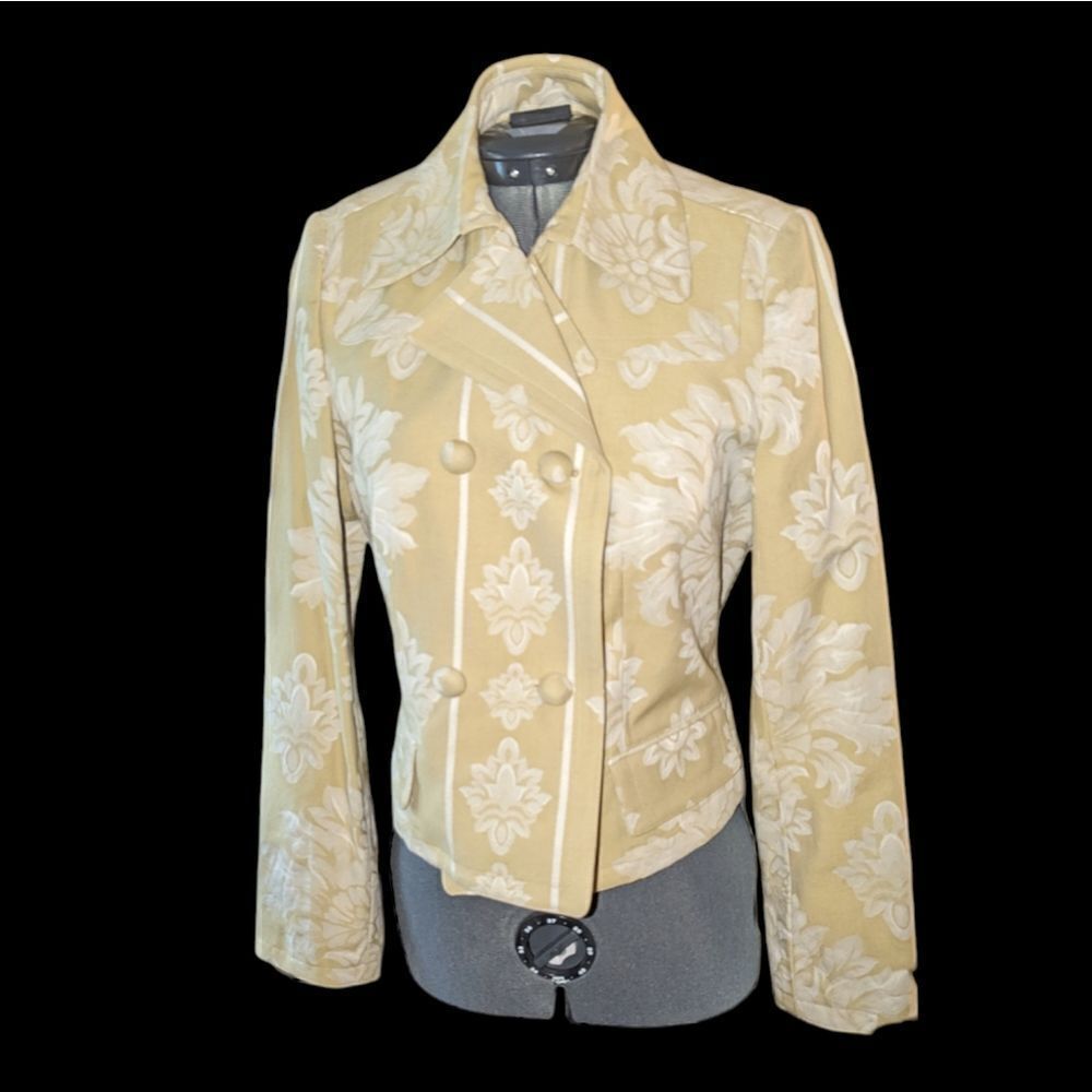 Apostrophe y2k cream and white embroidered floral print jacket size 8 NWT‎